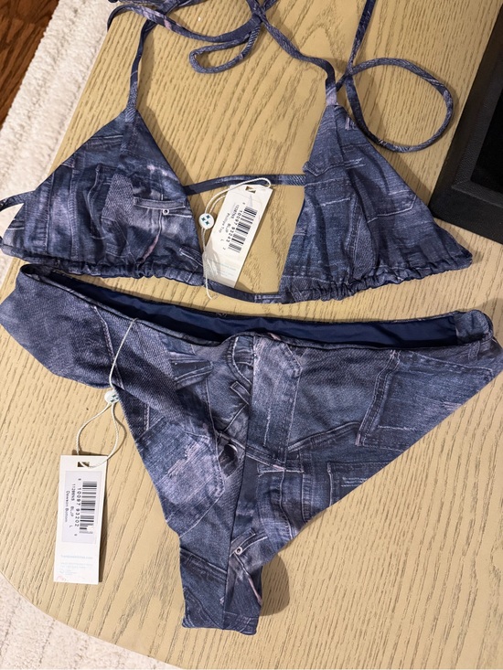 Frankie's Bikinis Other - Frankie's Bikinis Navy Denim-Print Triangle Bikini